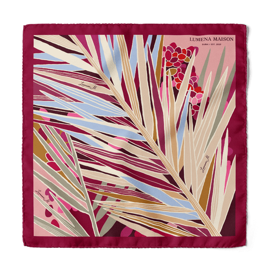 The Palm (Burgundy) / Pocket square 35 - Lumena Maison