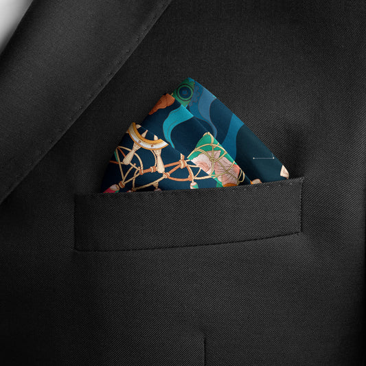 The Secrets of the Emirati Dhow (Navy Blue, Fuchsia)/ Pocket square 35