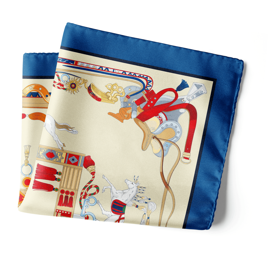 The Story of Emirati Equestrian Heritage (Blue & Red )/ Pocket square 35