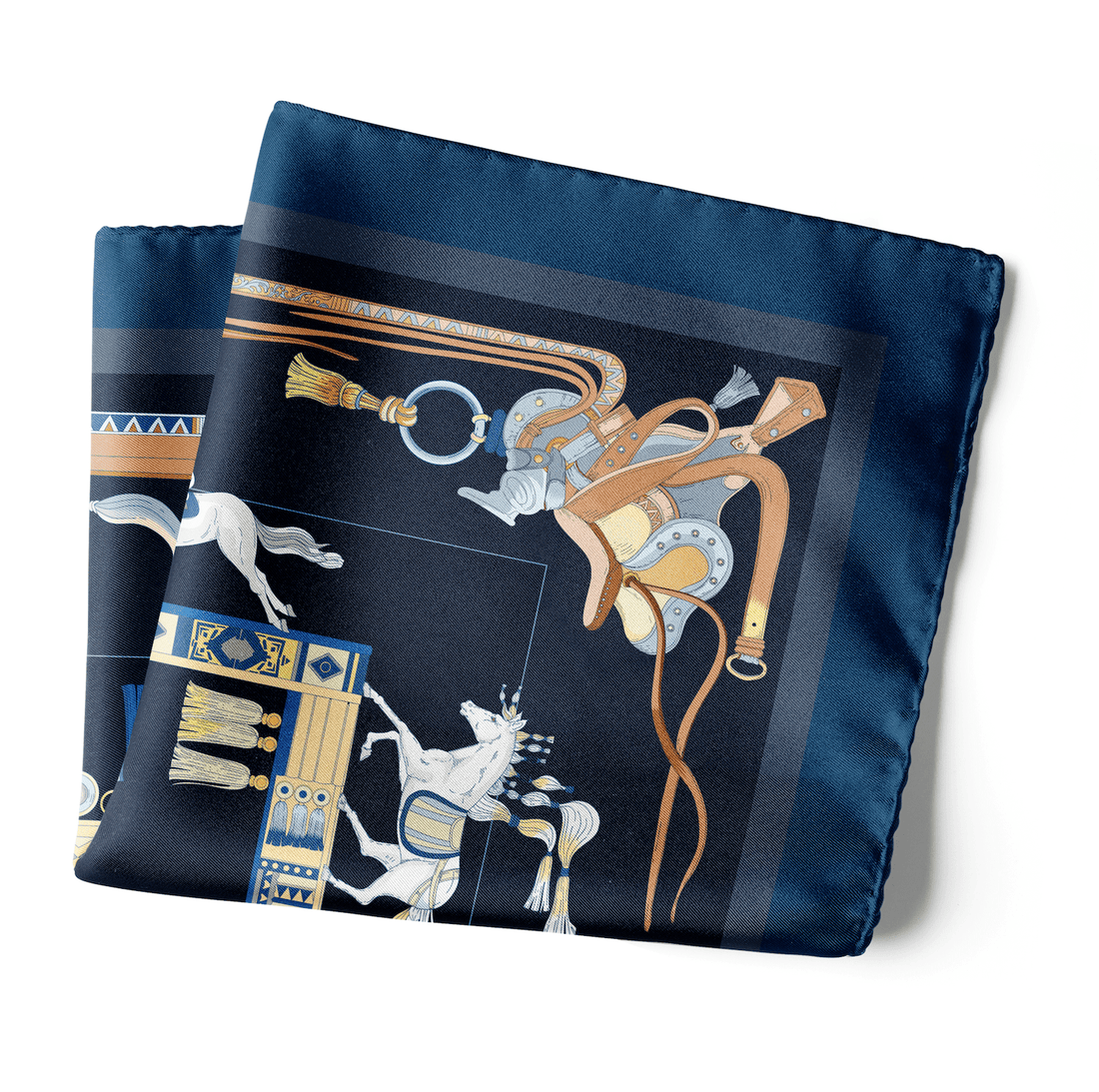 The Story of Emirati Equestrian Heritage (Navy & Beige )/ Pocket square 35