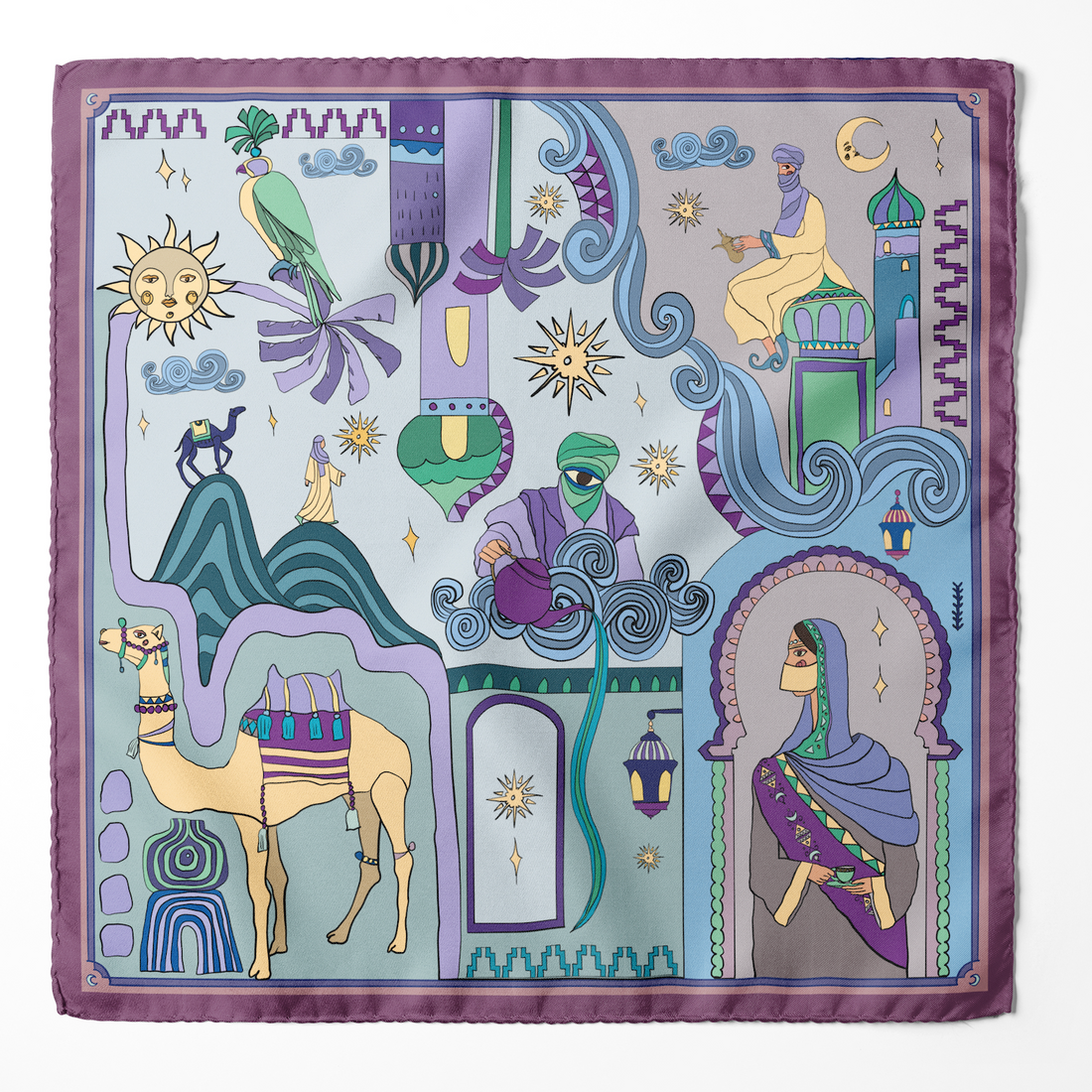 Arabian Nights ( Lavender Purple/ Vanilla Beige)/ Pocket square 35
