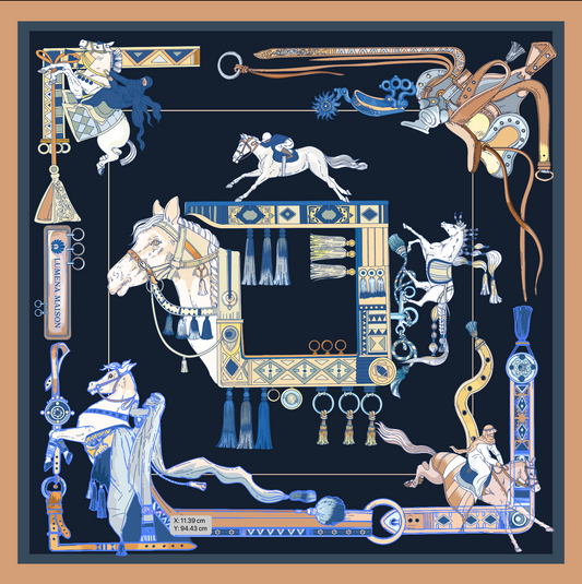 The Story of Emirati Equestrian Heritage (Navy & Beige )/ Shawl
