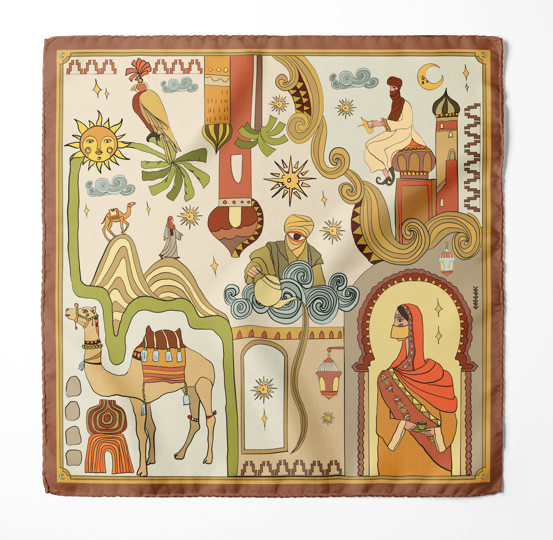Arabian Nights (Golden)/ Silk scarf