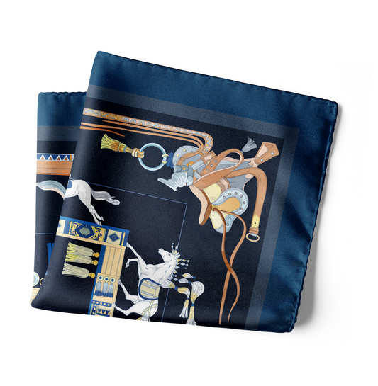 The Story of Emirati Equestrian Heritage (Navy & Beige )/ Pocket square 35