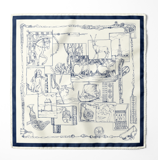 The Abu Dhabi Heritage (Blue/Brown Reversible)/ Silk Scarf