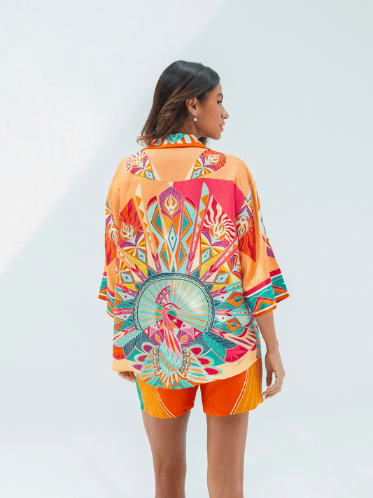 Life "Hayeti" (Desert Yellow) / Silk set with shorts - Lumena Maison