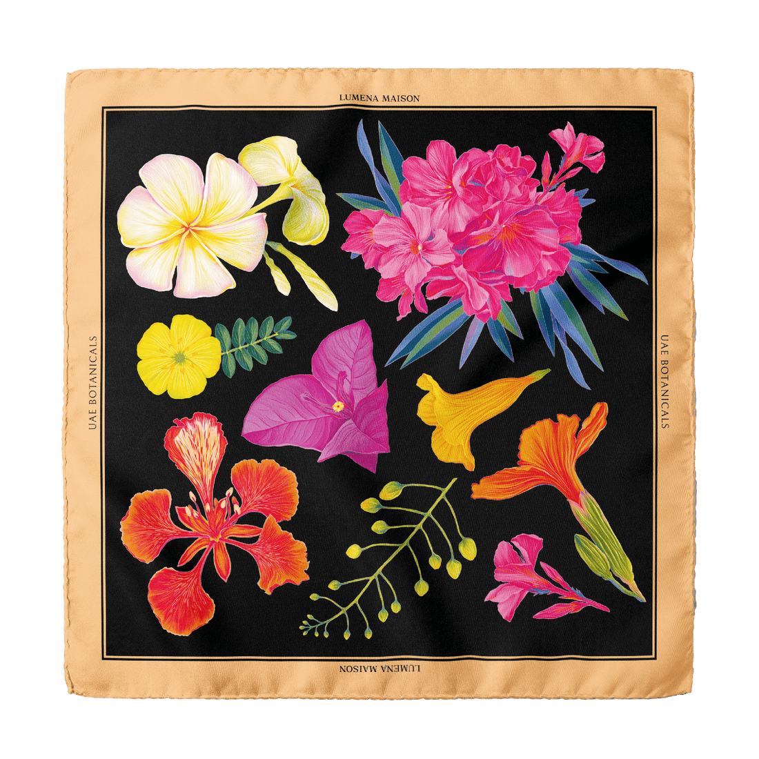 UAE Botanicals (Black) / Pocket square 35 - Lumena Maison