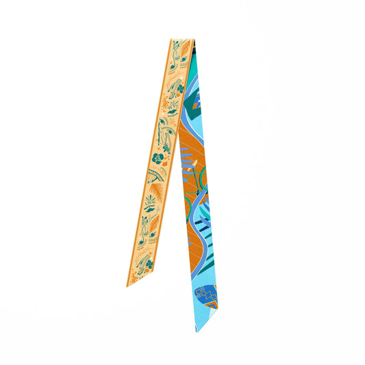 The Dubai Kite beach (Tuscany Yellow second side) / Silk twilly scarf - Lumena Maison