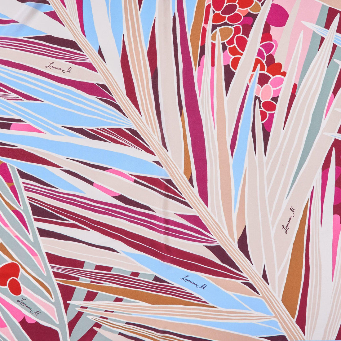 The Palm (Burgundy & Sky Blue frame) / Pareo - Lumena Maison