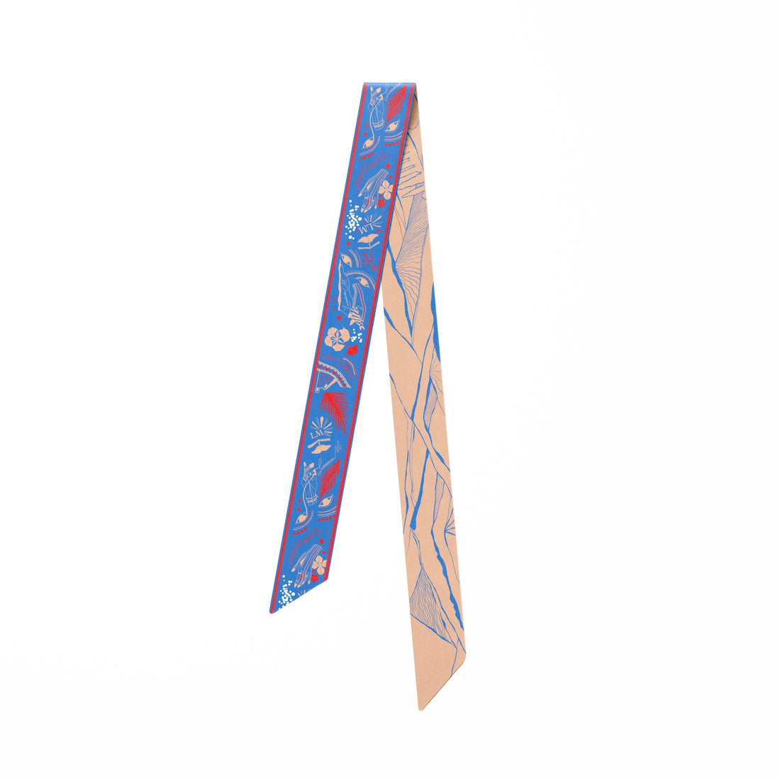 The Dubai skyline (Marine Blue) / Silk twilly scarf - Lumena Maison