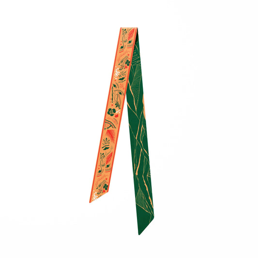The Dubai skyline (Emerald Green) / Silk twilly scarf - Lumena Maison