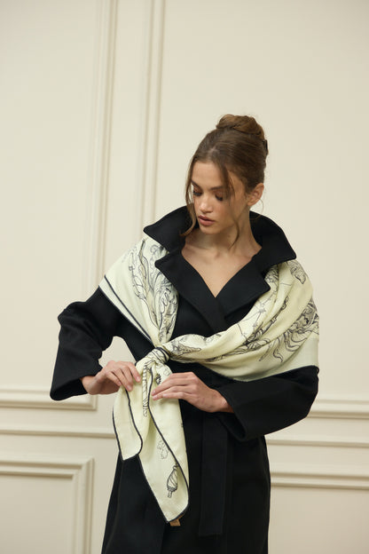 The Secrets of the Emirati Dhow (Ivory White and Charcol Black )/ Shawl