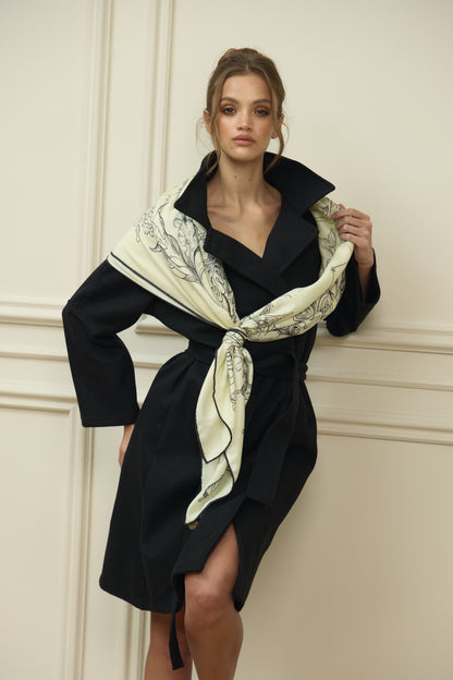 The Secrets of the Emirati Dhow (Ivory White and Charcol Black )/ Shawl