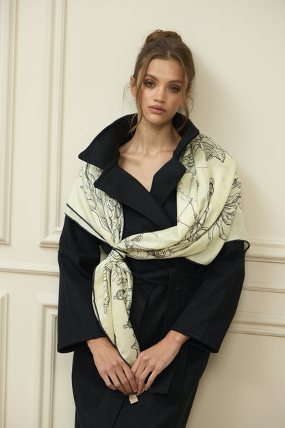 The Secrets of the Emirati Dhow (Ivory White and Charcol Black )/ Shawl