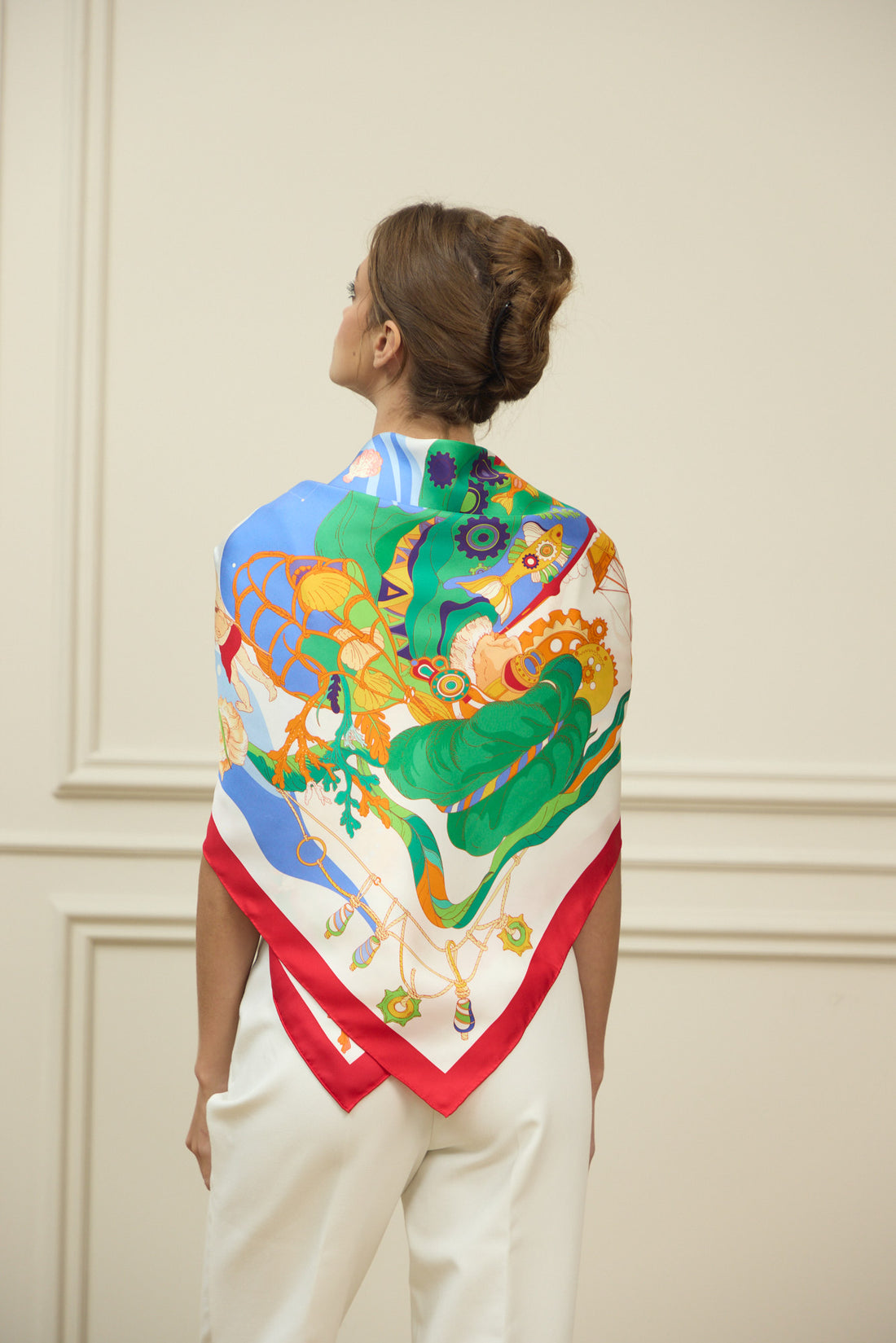 The Secrets of the Emirati Dhow (Red Frame )/ Silk Scarf