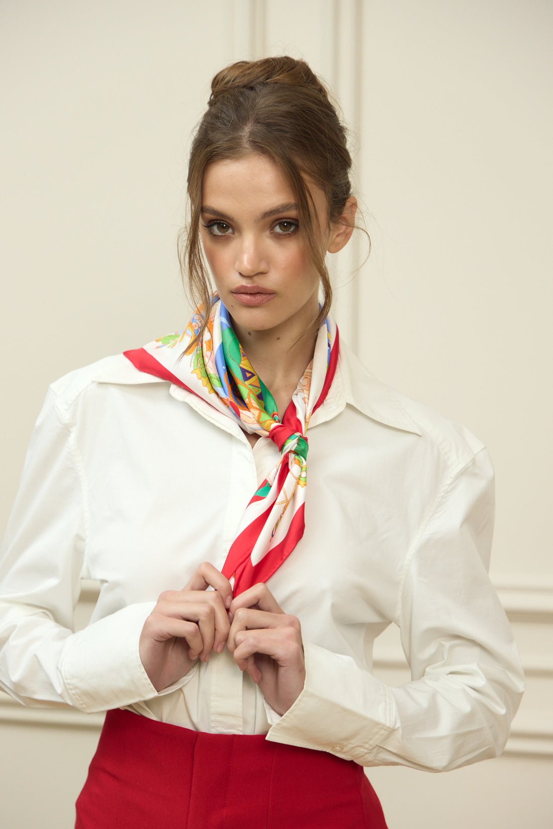 The Secrets of the Emirati Dhow (Red Frame )/ Silk Scarf