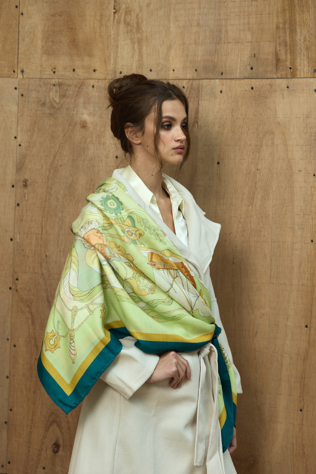 The Secrets of the Emirati Dhow (Lime Green and Oyster White )/ Shawl