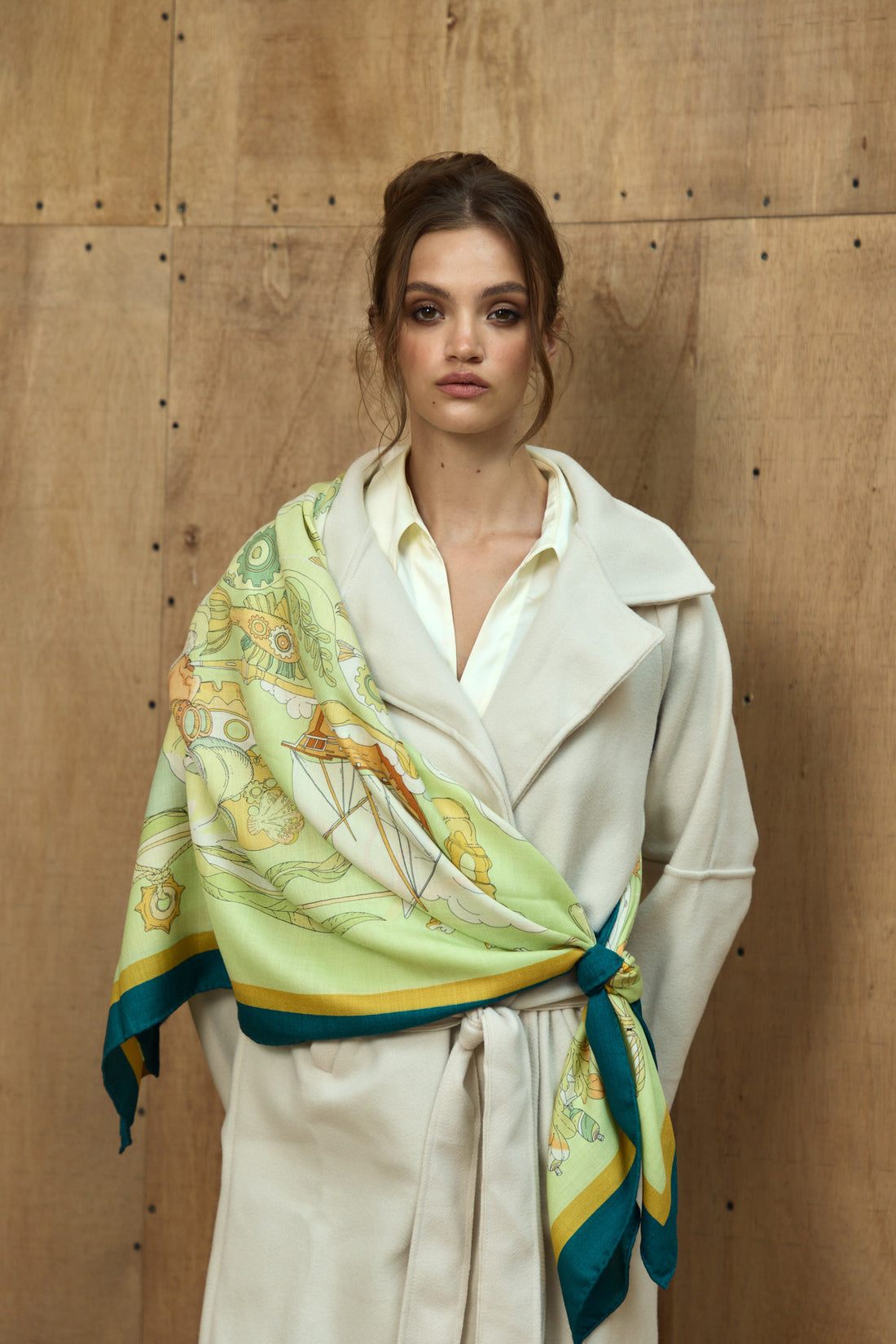 The Secrets of the Emirati Dhow (Lime Green and Oyster White )/ Shawl