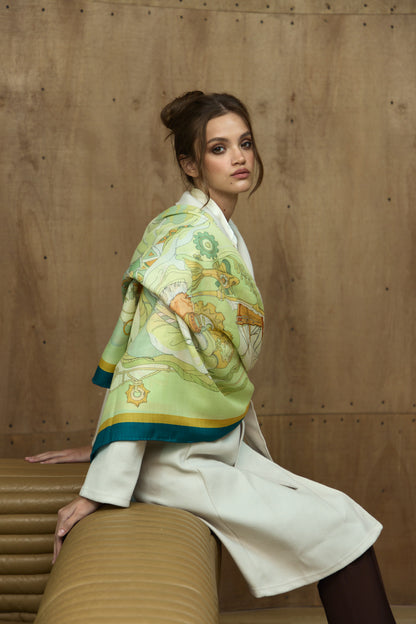 The Secrets of the Emirati Dhow (Lime Green and Oyster White )/ Shawl