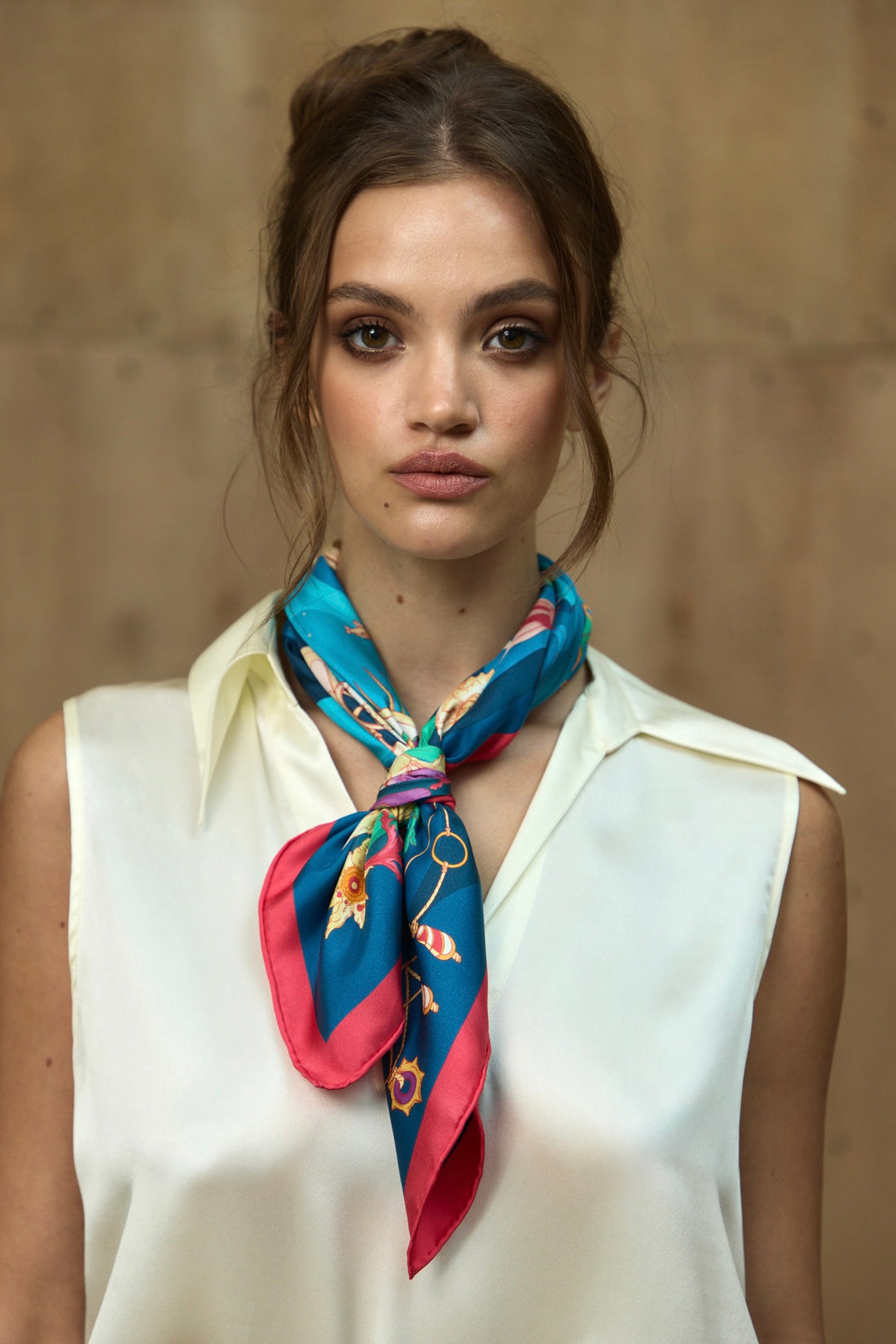 The Secrets of the Emirati Dhow (Navy Blue, Fuchsia)/ Silk Scarf