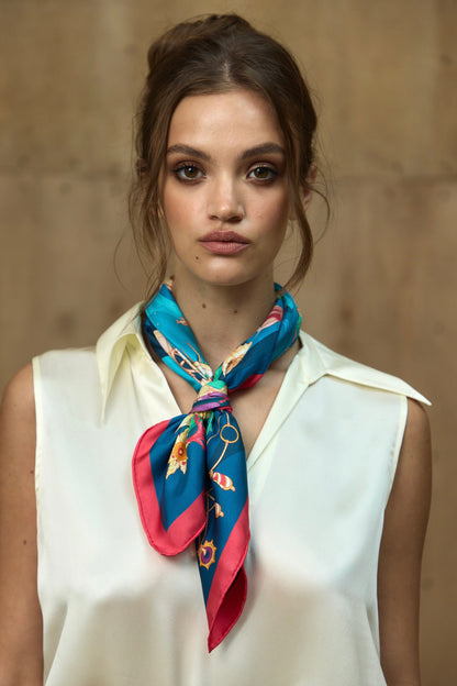 The Secrets of the Emirati Dhow (Navy Blue, Fuchsia)/ Silk Scarf