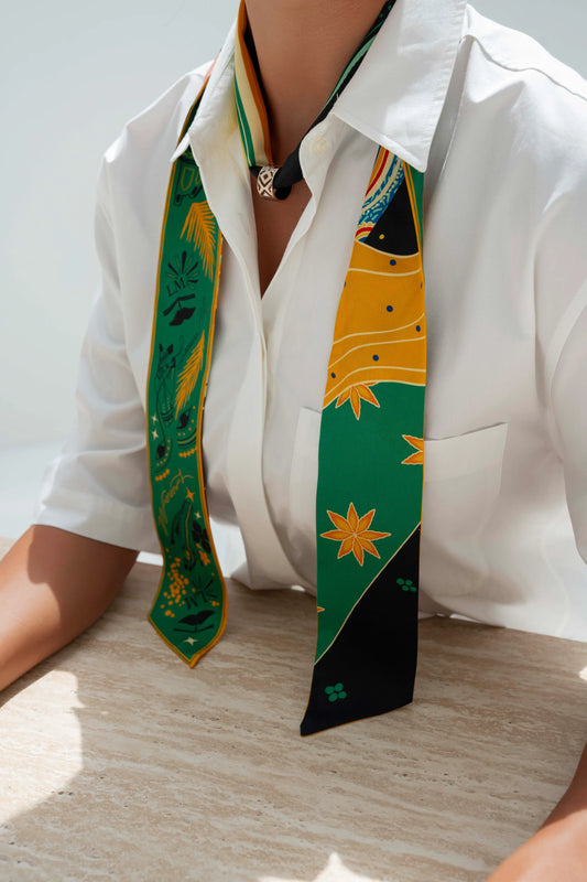 Sisterhood (Yellow) / Silk twilly scarf