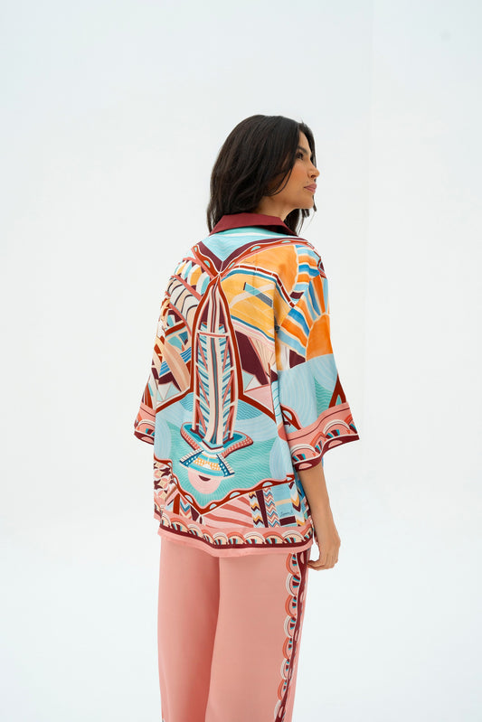 The Tribute to Burj Al Arab ( Blush Rose Pink)/ Silk set with pants