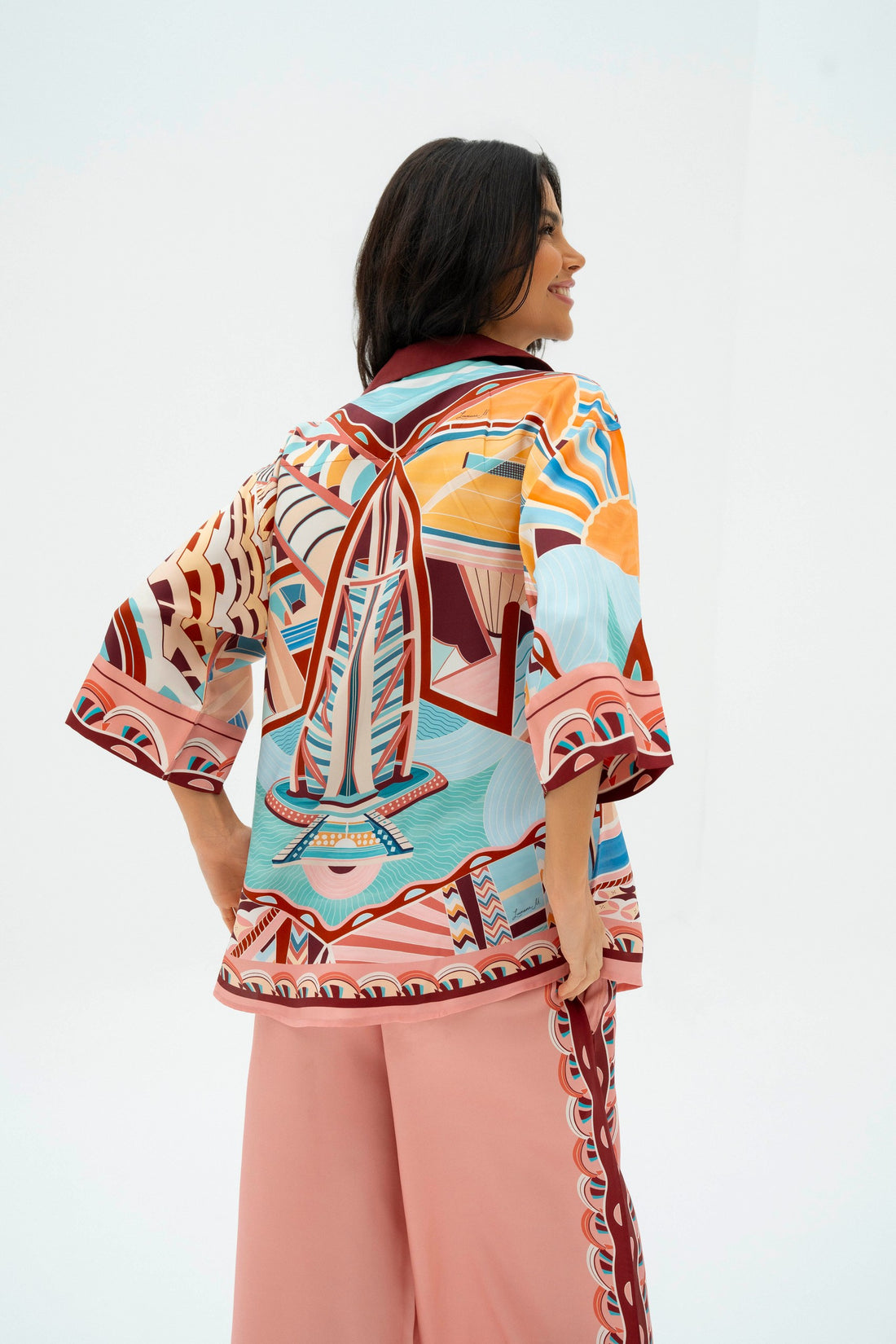 The Tribute to Burj Al Arab ( Blush Rose Pink)/ Silk set with pants