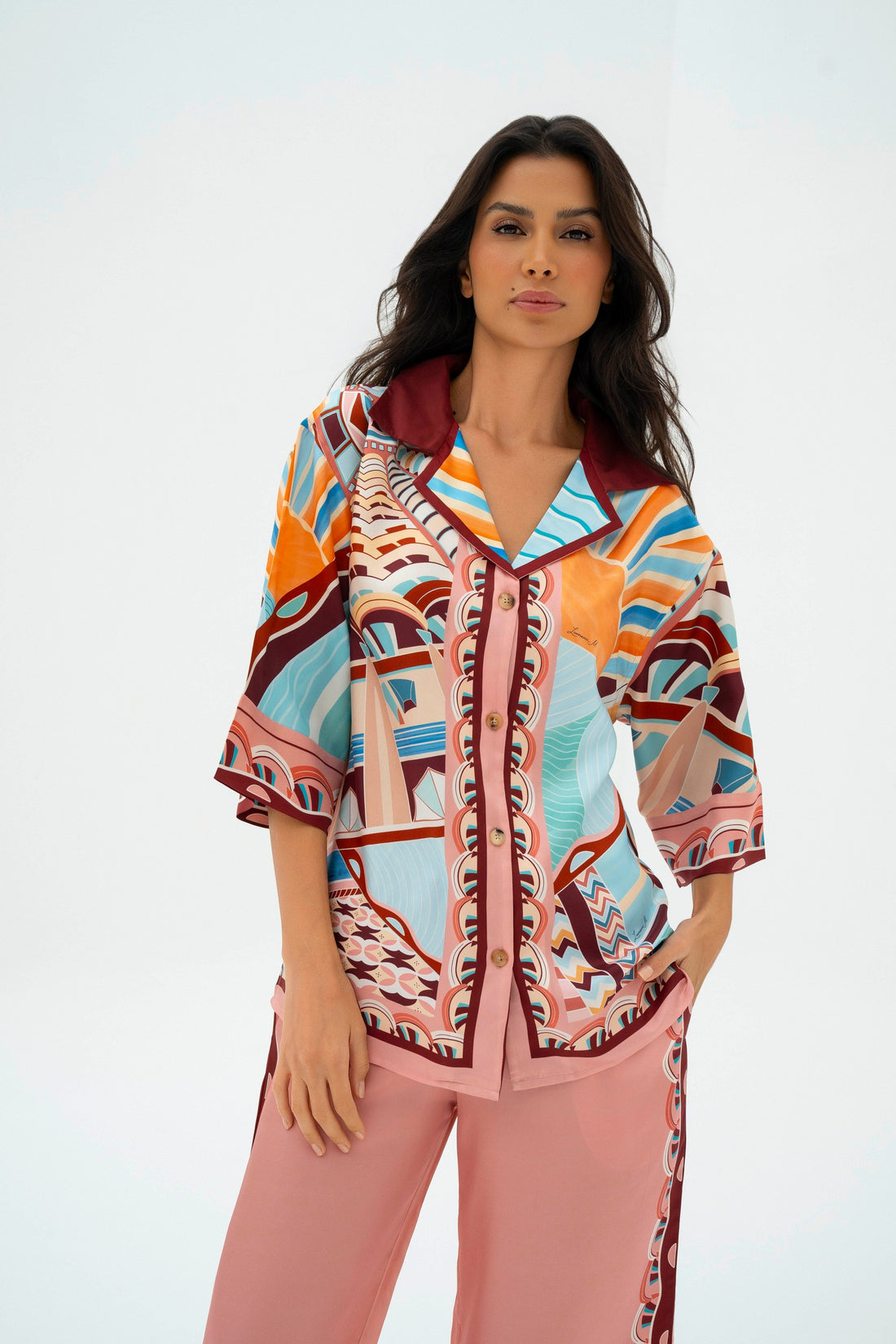 The Tribute to Burj Al Arab ( Blush Rose Pink)/ Silk set with pants