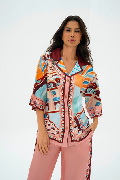 The Tribute to Burj Al Arab ( Blush Rose Pink)/ Silk set with pants