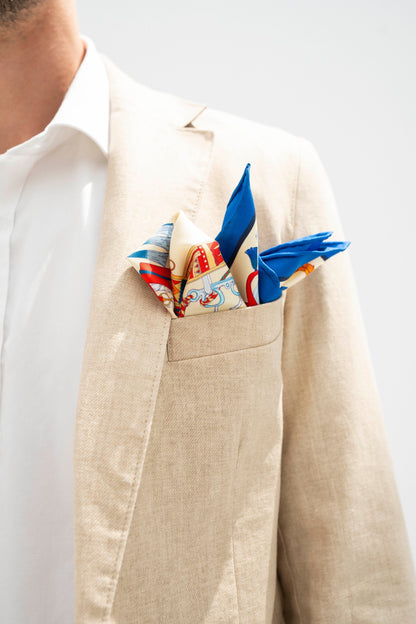 The Story of Emirati Equestrian Heritage (Blue & Red )/ Pocket square 35