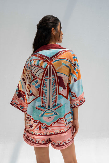 The Tribute to Burj Al Arab ( Blush Rose Pink)/ Silk set with shorts