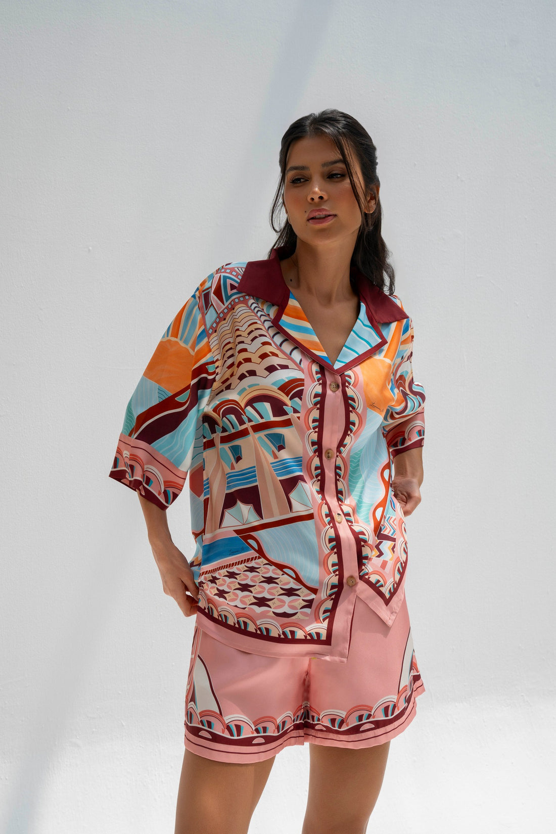 The Tribute to Burj Al Arab ( Blush Rose Pink)/ Silk set with shorts