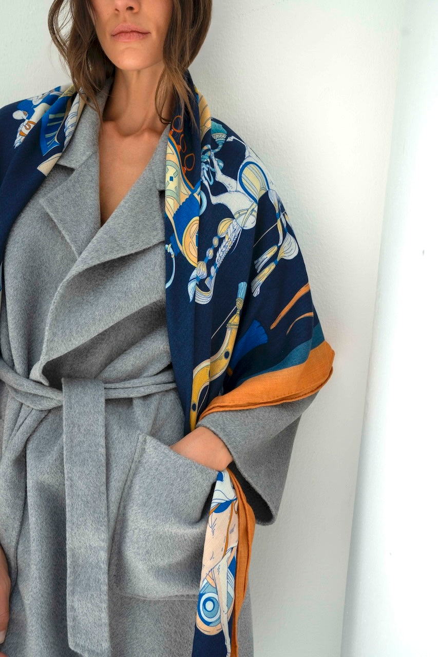 The Story of Emirati Equestrian Heritage (Navy & Beige )/ Shawl