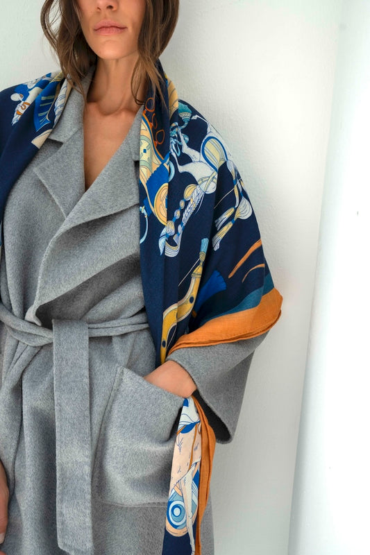 The Story of Emirati Equestrian Heritage (Navy & Beige )/ Shawl