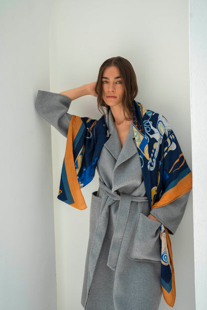 The Story of Emirati Equestrian Heritage (Navy & Beige )/ Shawl