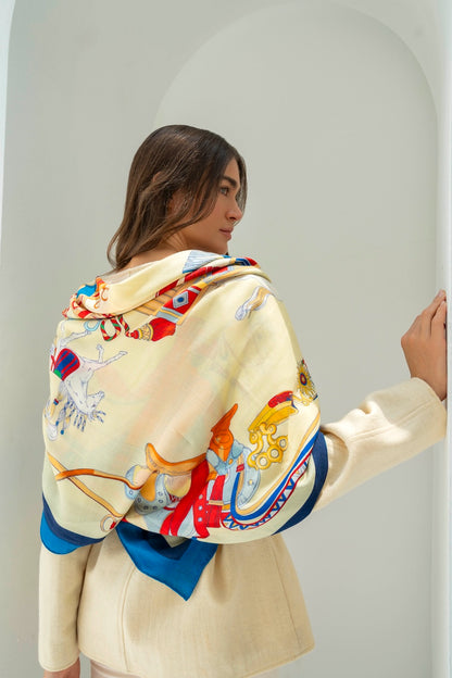 The Story of Emirati Equestrian Heritage (Blue & Red )/ Shawl