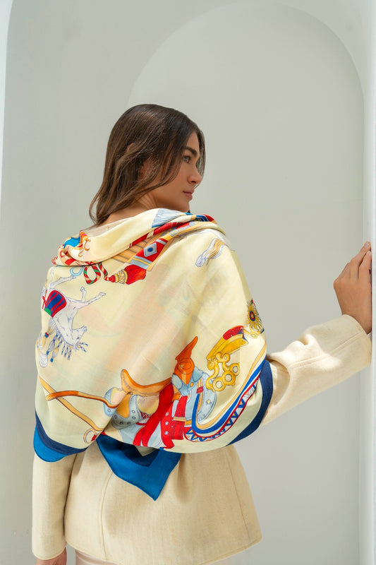 The Story of Emirati Equestrian Heritage (Blue & Red )/ Shawl