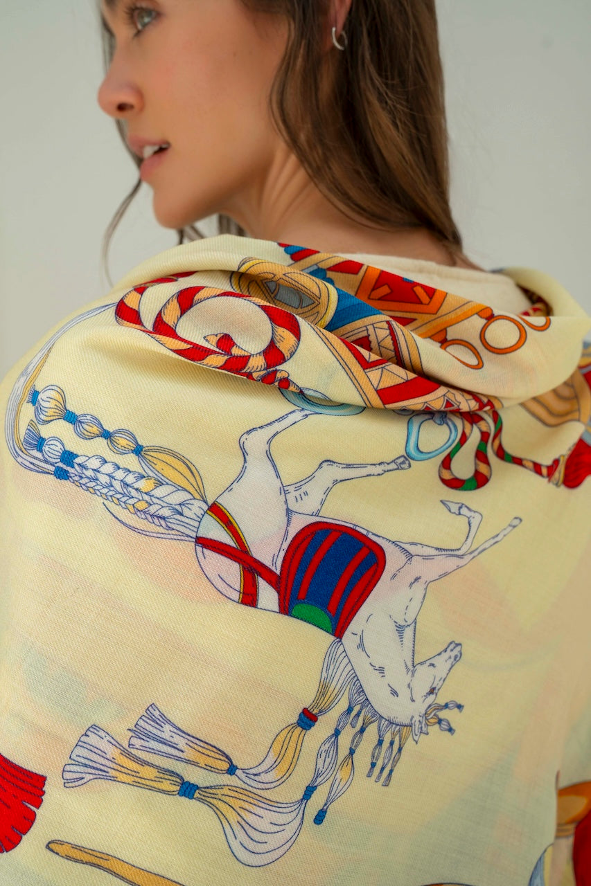 The Story of Emirati Equestrian Heritage (Blue & Red )/ Shawl