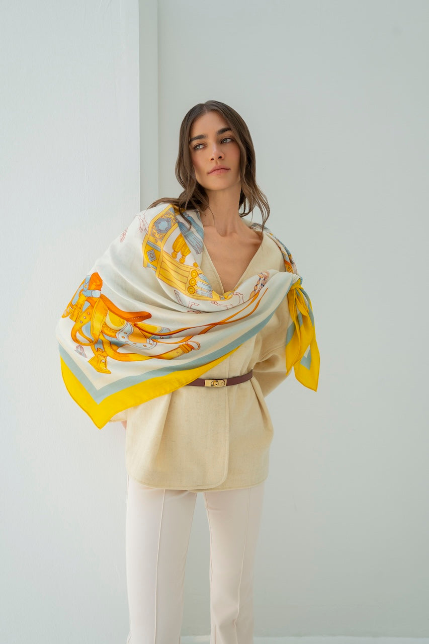 The Story of Emirati Equestrian Heritage (Yellow & Blue)/ Shawl
