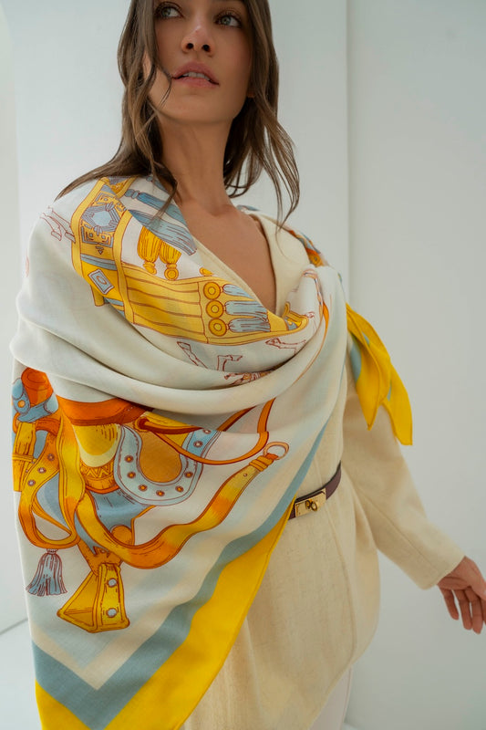 The Story of Emirati Equestrian Heritage (Yellow & Blue)/ Shawl