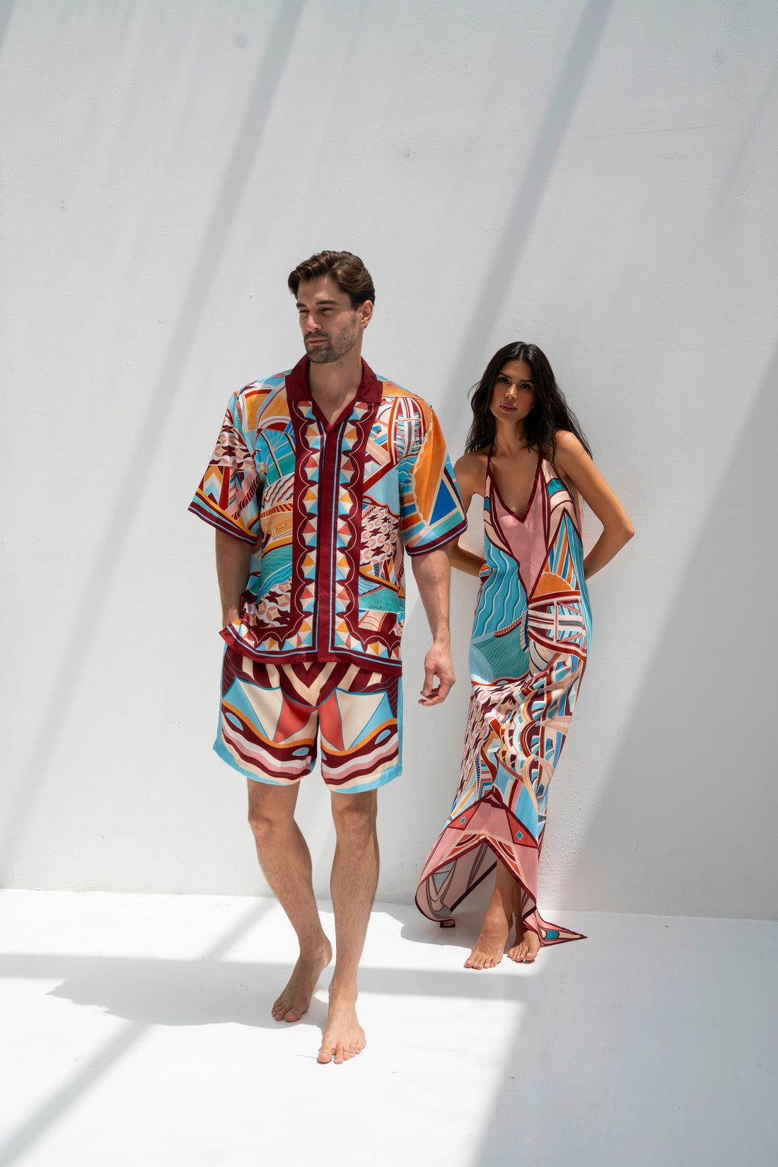 The Tribute to Burj Al Arab ( Bordo)/  Male silk set with shorts