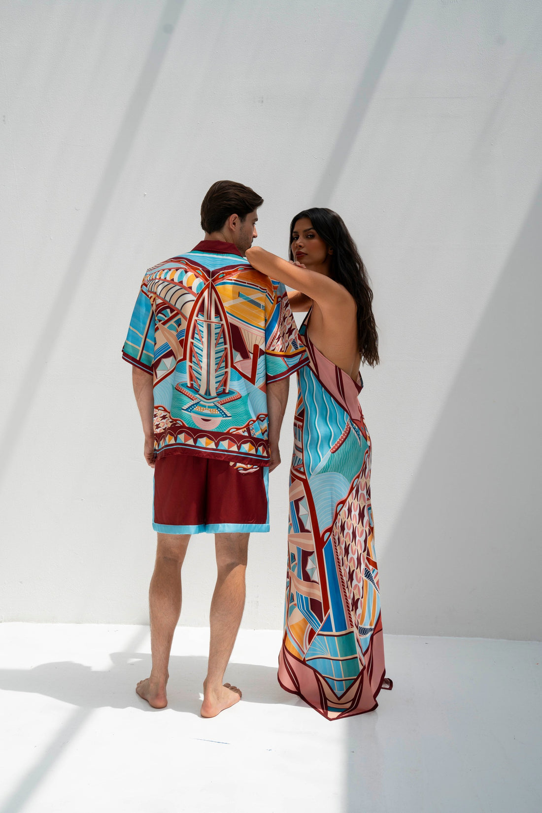 The Tribute to Burj Al Arab ( Bordo)/  Male silk set with shorts