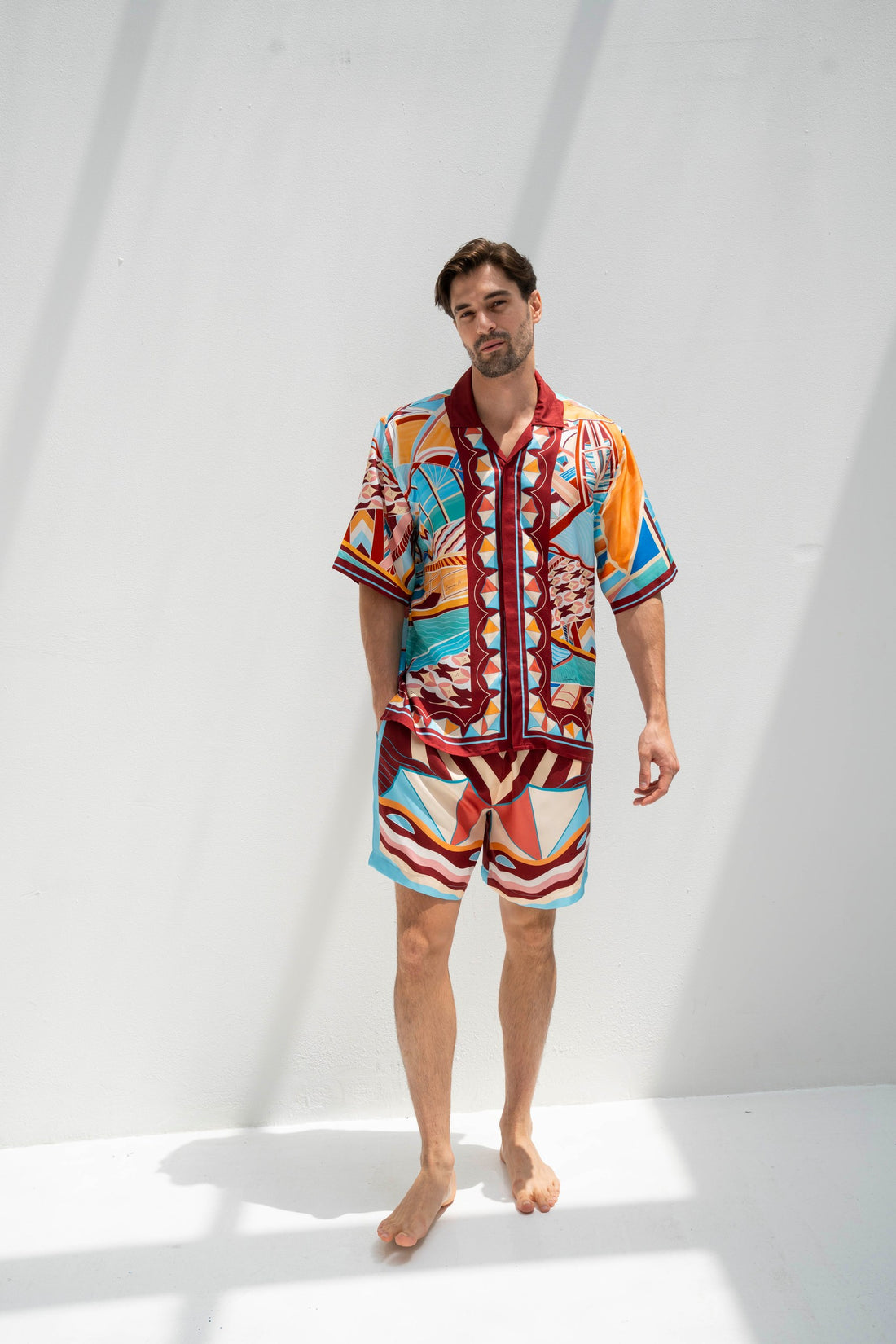 The Tribute to Burj Al Arab ( Bordo)/  Male silk set with shorts