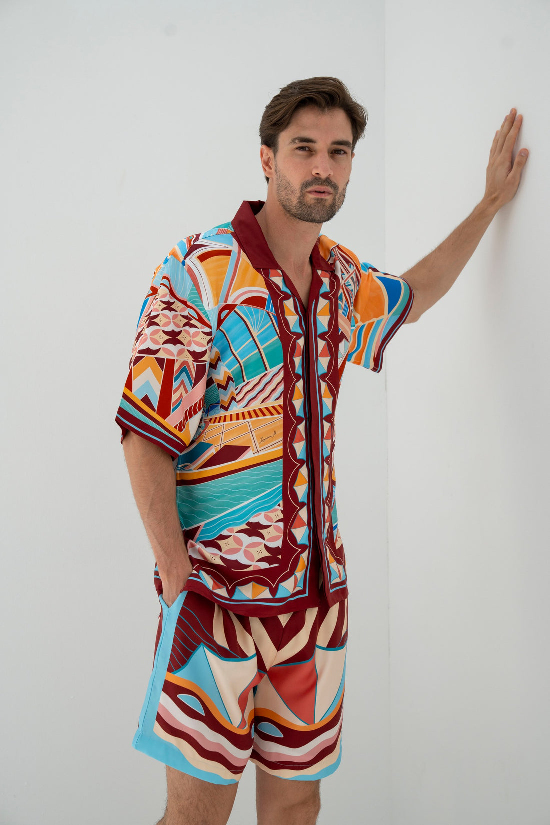 The Tribute to Burj Al Arab ( Bordo)/  Male silk set with shorts