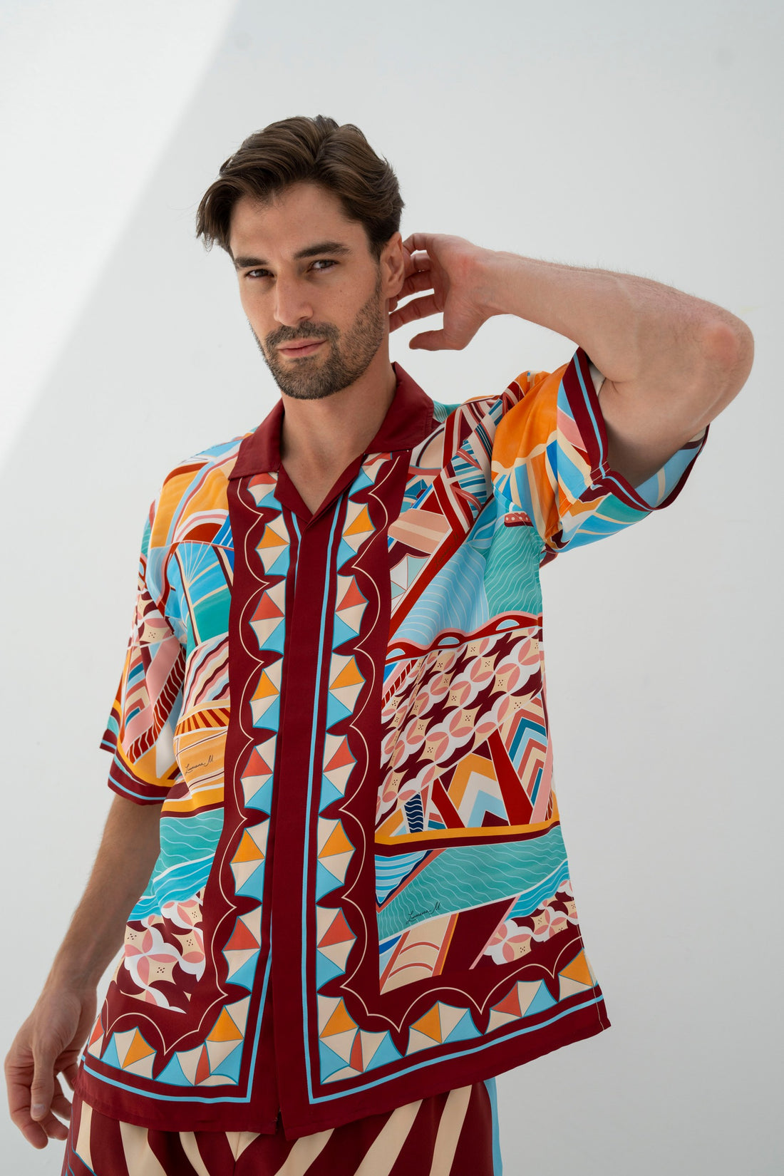 The Tribute to Burj Al Arab ( Bordo)/  Male silk set with shorts