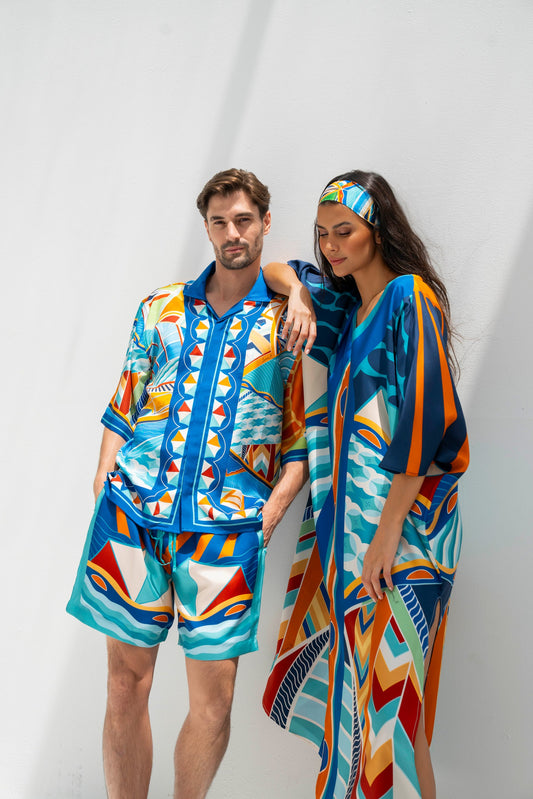 The Tribute to Burj Al Arab/  Male silk set with shorts