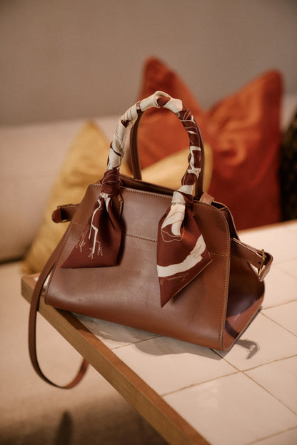 The Villa 515 (Mocha Brown)/ Silk Twilly Scarf