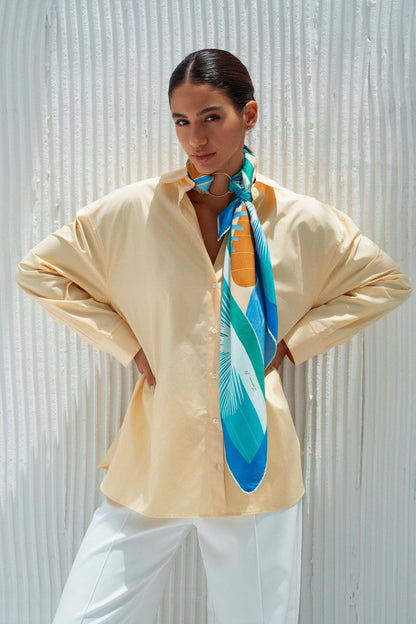 The Dubai Kite beach (Frosty Green) / Silk scarf - Lumena Maison
