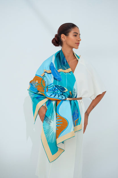 The Dubai Kite beach (Frosty Green) / Silk scarf